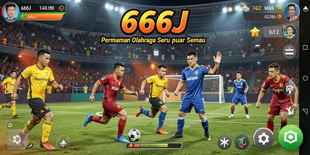Screenshot menunjukkan gameplay dinamis dalam olahraga seru.
