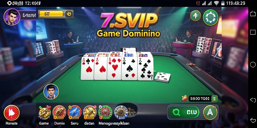 Tampilan utama gameplay seru 7SVIP dalam permainan Domino.