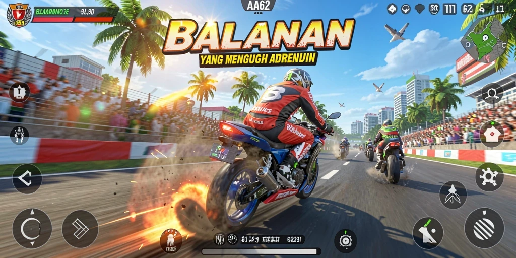 Tampilan gameplay seru dan menegangkan di AA62.