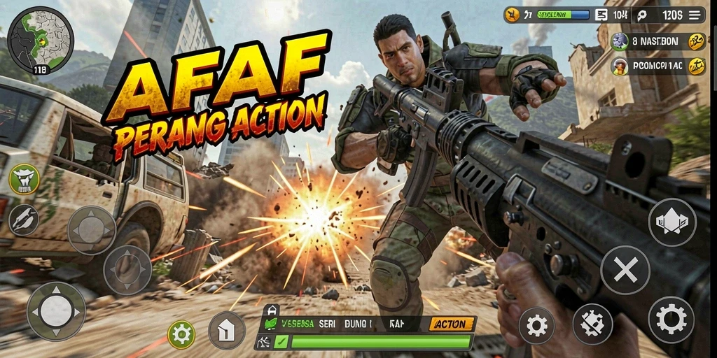 Screenshot gameplay AFAF dengan aksi menegangkan dan karakter unik.