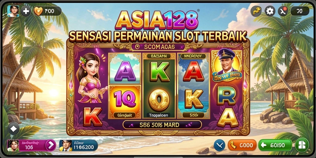 Screenshot gameplay ASIA128 menampilkan mesin slot yang penuh warna.