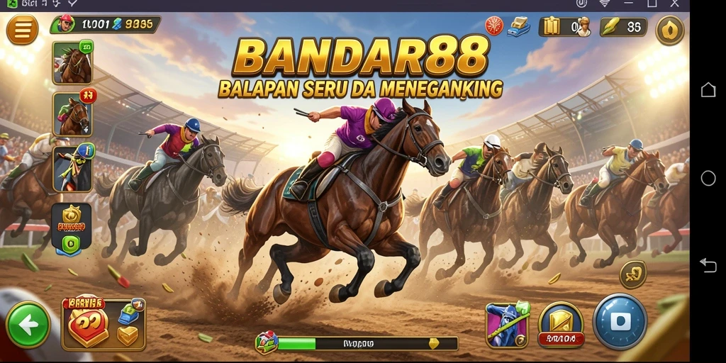 Tangkapan layar utama BANDAR88 menunjukkan gameplay balapan yang intens dan menegangkan.