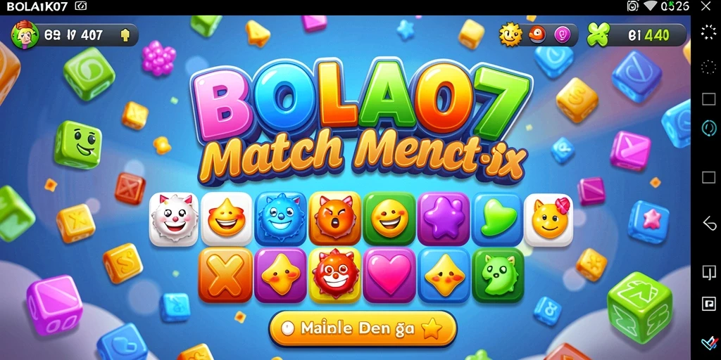 Tampilan gameplay BOLA07 dengan bola berwarna-warni yang menantang.