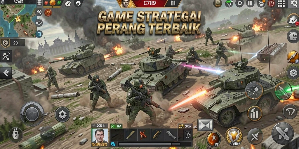 Tangkapan layar gameplay C789 menampilkan pertempuran strategi yang seru.