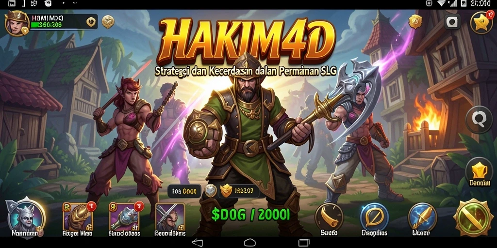 Tangkapan layar HAKIM4D menunjukkan strategi dan aksi dalam permainan SLG.