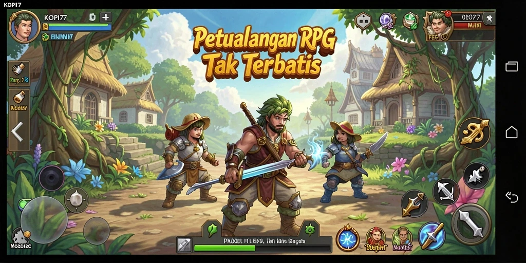 Tampilan gameplay menarik di dalam KOPI77 dengan karakter beraksi.