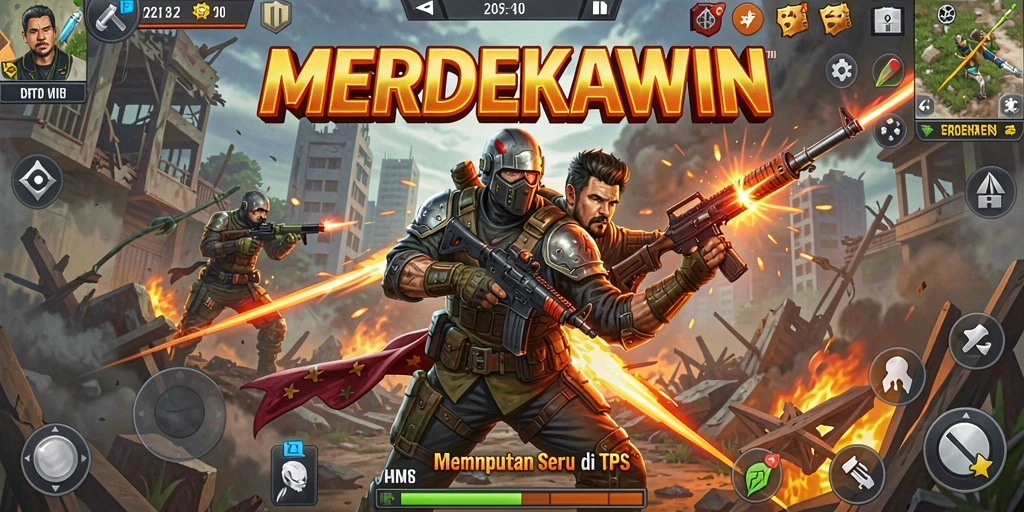 Tampilan gameplay seru di MERDEKAWIN dengan aksi cepat.