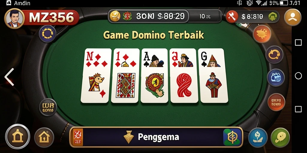 Screenshot utama MZ356 menunjukkan aksi seru permainan Domino.