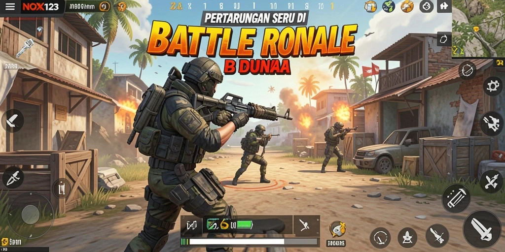 Gameplay intens di arena Battle Royale NOX123.