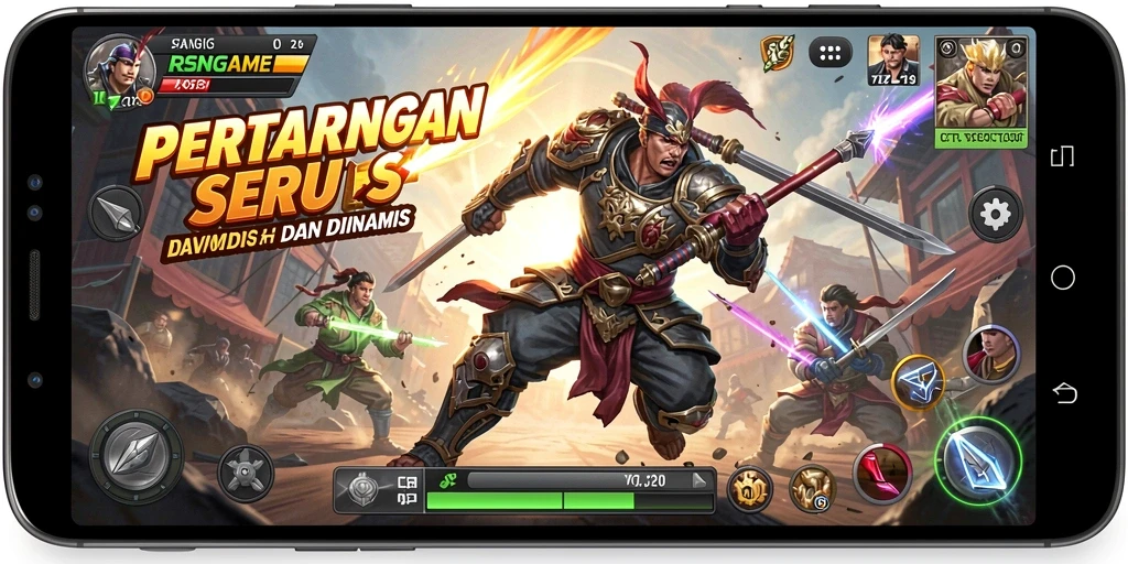 Tampilan seru gameplay RSNGAME dalam suasana pertarungan yang mendebarkan.