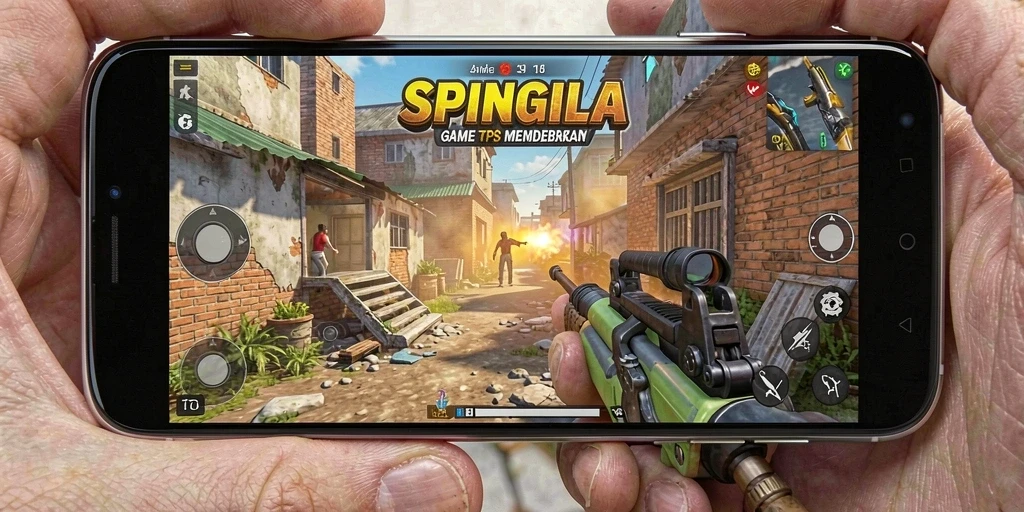 Screenshot SPINGILA menampilkan pertempuran intens dalam gameplay TPS.
