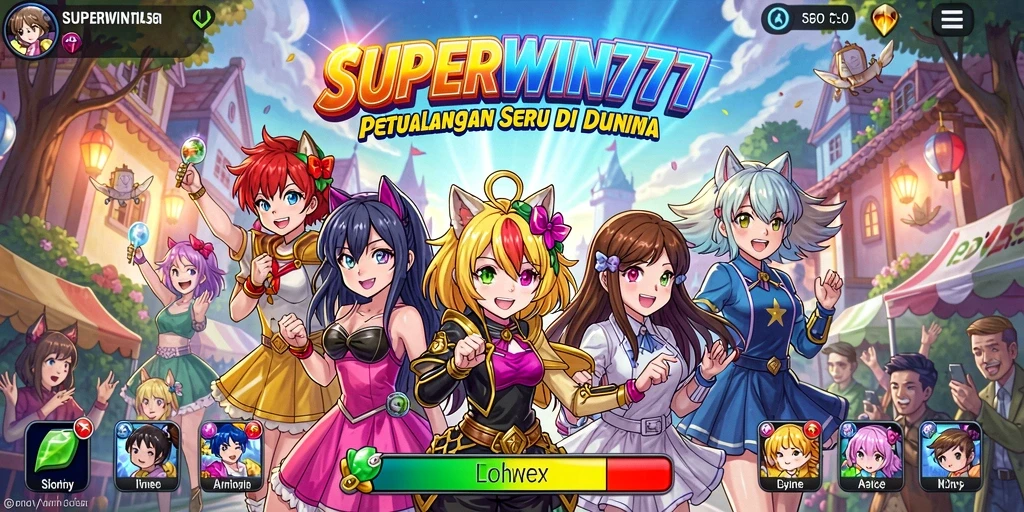 Tampilan gameplay seru dengan karakter anime yang ikonik.