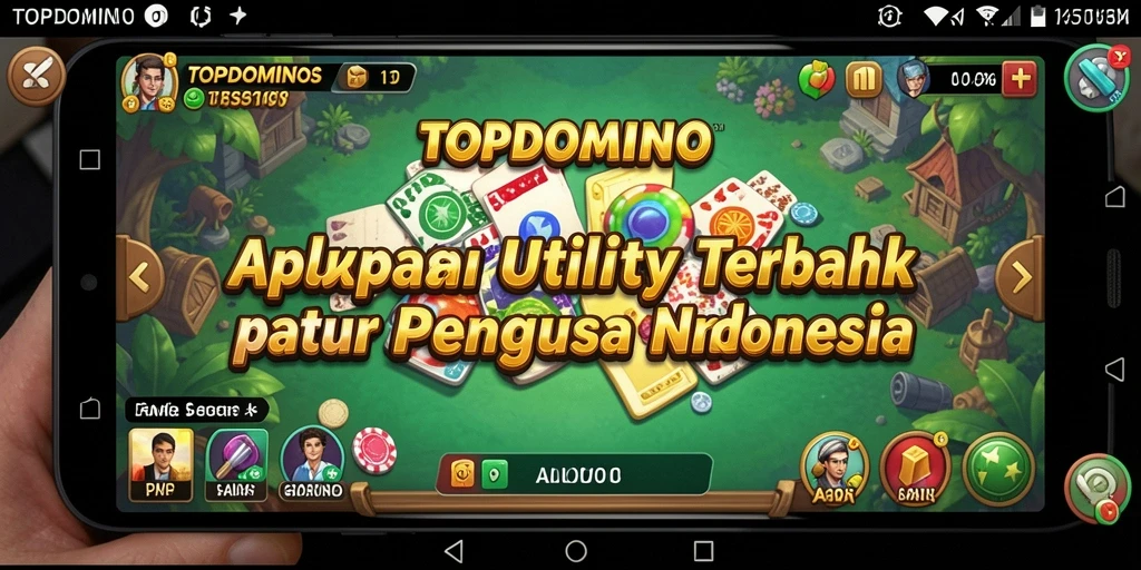 Screenshot utama dari aplikasi TOPDOMINO yang menunjukkan antarmuka pengguna yang ramah.