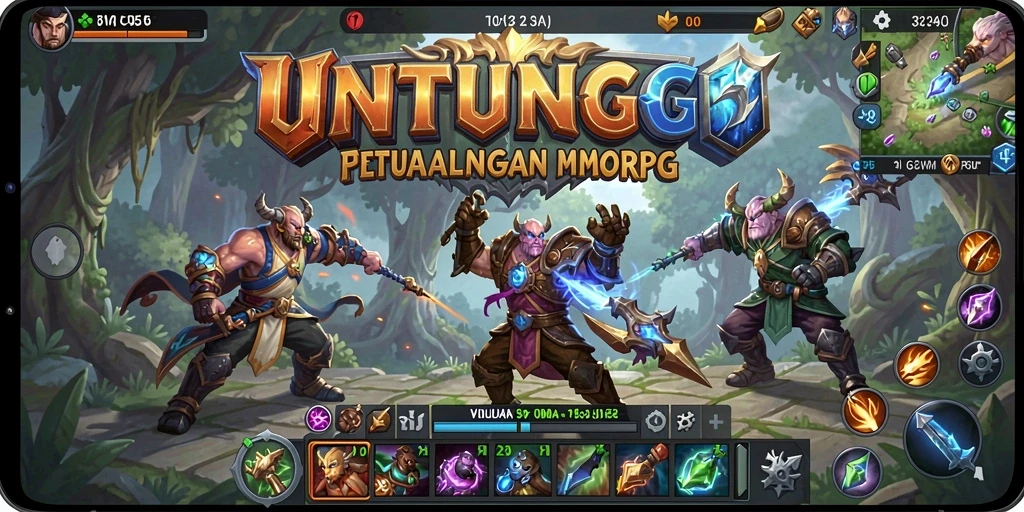 Tangkapan layar utama UNTUNGGO menampilkan aksi seru dalam permainan MMORPG.