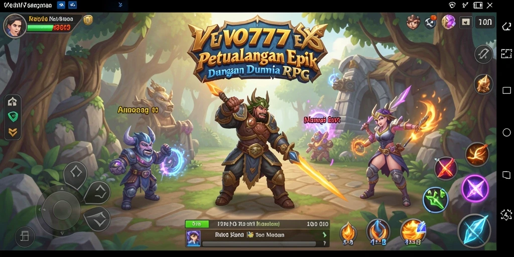 Tampilan gameplay VO777 dengan karakter dan pertarungan RPG yang mendebarkan.